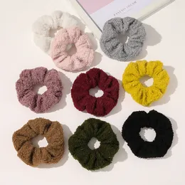 Scrunchies Hairband Soft Faux Fur Hair Slips Rope Elastic Scrunchie Bands Ponytailhållare Solid Kvinnor Huvudbonader Flickor Hårtillbehör M2596