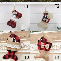 Christmas Stocking Pet Fish Bone Sock Xmas Tree Hanging Pendant Polyester Toy Gift Bag Festival Party Ornaments