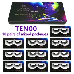 10Pair/Set blandade ögonfransar 3D Faux Mink Eyelashes Natrual Long Eye Lashes 100% Cruelty Free False Lash Reusable