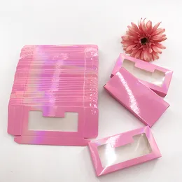 Anpassad förpackning Ganska mjukt papper Lash Packaging tom glitter baby rosa franslåda för långa dramatiska fransar