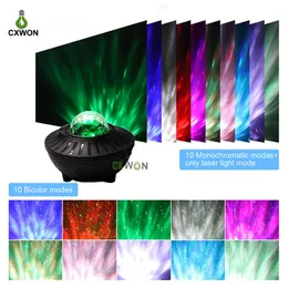 LED Galaxy Projektor Ocean Wave Projector Night Light USB Musikspelare Bluetooth Star Rotating Projektor Lampa Dekor