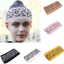 New inverno quentes Ear Headband de pele de coelho macio leopardo Turban Mulheres largas trecho Hairband Headwrap Acessórios de cabelo