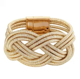 New Arrival! Fashion Wide Women Weave Chain Wristband Silver Leather Bracelet for Women Classic Bracelets Bangle Jewelry