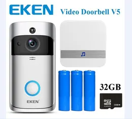 Eken Wifi Video Doorbell v5 Smart Home Porta Bell Chime 720P HD Camera Vídeo em tempo real de duas vias Visão noturna de áudio Detecção de movimento PIR