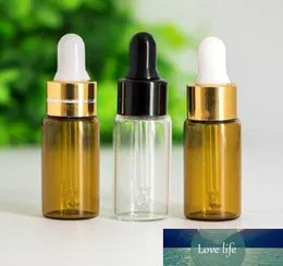 Refillable Clear Glass Essential Oil Bottles Eye Dropper Vials Perfume Cosmetic Liquid with Eye Dropper Dispenser Silver Gold Black Cap