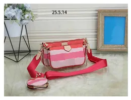Nya väskor Purses Women Favorite Mini Pochette 3st Accessories Crossbody Bag Vintag Shoulder Bags Leather Multi Pink Color Straps