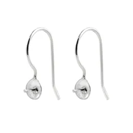 10 Pairs Earwire 925 Sterling Silver Jewellery Findings Fishhook with Cap and Peg for Half Drilled Pearls