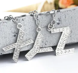 NEW 26 A to Z Crystal English Letters Initial Keychain Key Rings Holders Bag Pendant charm Fashion Jewelry Gift drop shipping