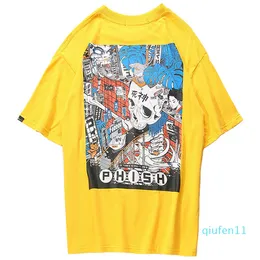 Hot Sale-2019 Män harajuku T Shirt Cartoon Skull Assembly Line T-shirt Japansk stil Streetwear Oversized Tshirt Summer Tops Tees Bomull