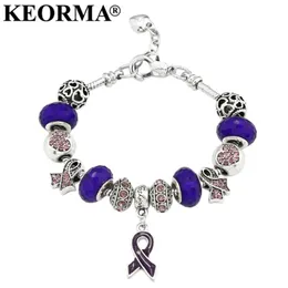 Keorma Breast Cancer Awaling Pink Ribbon Pendant Heart Snake Stail Snide Scarm Bracelet Bracelet Women Women Mother's G239B
