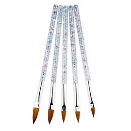 DHL 5 SZTUK / zestaw Nail Art Crystal Brush Pędzel UV Budowniczy Malujący Dotting Pen Cepillo Para Las Unas Carving Tips Manicure Salon Narzędzia Pominka