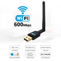 Adattatore WiFi USB 600Mbps 5 8ghz2 4ghz Ricevitore Wi-Fi USB Scheda di rete wireless Dongle per antenna ad alta velocità