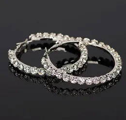 Crystal Rhinestone Earrings Women Gold Sliver Hoop Fashion Jewelry Earring For Girls Gift Epacket Free