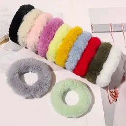 Ny fluffig faux päls scrunchie elastisk hår ring rep runda plysch hår slipsar rep för kvinnor flickor fluffy scrunchy hår tillbehör