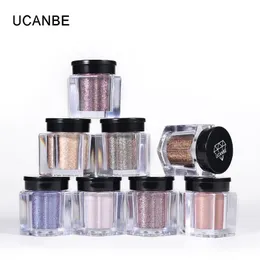 Ucanbe 8 färger holografisk glitter duo-krom ögonskugga pulver kit Metallic glänsande kristall glansögon toppar ögon skugga 96pcs / lot dhl