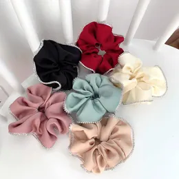 Japan Korea Vintage Kvinnor Elastiska Hårband Hår Slipsar Söt Diamantflickor Silky Scrunchie Headwear Headband Hair Tillbehör