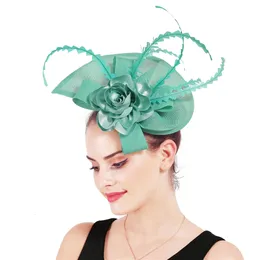 Mingli Tengda Smaragdgrüne Kopfbedeckung für Braut, Haarschmuck, Feder-Kopfbedeckung, Blumen-Hochzeit, Braut-Accessoires, Accessori Matrimonio-Fascinator