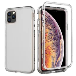 Transparent Heavy Duty Defender Cell Phone Fodraler Shock Absorption Crystal Clear Case For iPhone XS Max XR 8 plus Samsung Not 9 S10 Nej Clip Opp Bag