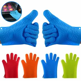 Silicone Heat Resistant Glove Multifunction Oven Mitts BBQ Gloves Kitchen Pot Holders Cooking Glove Thick Baking Mitt
