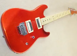 Factory grossist metallisk röd elektrisk gitarr med hh pickups, Floyd Rose, Maple fretboard, kan anpassas som förfrågan