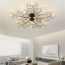 Amerikansk LED-taklampa Nordic Tree Branch Järn Taklampor för vardagsrummet Ljuskronor i taket Takdekor Ljusarmatur