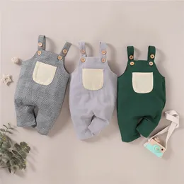 Sommar nyfödda baby kläder spädbarn toddler pojkar tjejer ärmlös rem romer jumpsuit overalls outfits barnkläder 0-18m