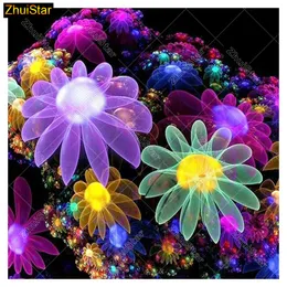 5D DIY Diamond Painting Cross Stitch "Night Light Flower" Fullständig Square Diamond Broderi Needlework Rhinestone Mosaic Crafts 116