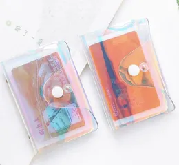 透明レーザーPVCクレジットカードホルダー女性カードケースオーガナイザー財布ファッションクリアパスポートカード収納袋