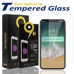 Displayschutzfolie für iPhone 15 pro max 14 13 12 11 Pro Xs Max X XR 7 8 gehärtetes Glas A10 mit Papierbox