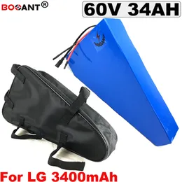 60V 34AH Triangle Ebike Lithium Ion Batteripack för LG 18650 Cell 16s 10P elektrisk cykelbatteri 1500W 2500W med 5A laddare