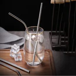 215*6mm straight and bent straw 304 stainless steel silver straw child old years drinking water tool party wedding bar drink accessory