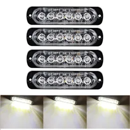 Araba Beyaz Strobe LED Işık 6 LED Strobe Sinyal Uyarı Işık Bar Güvenlik Alarm Flaş Yanıp Sönen Ampul Yüzey Montaj Lighthead Lamba 12 V-24V