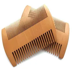 MOQ 50 SZTUK Amazon Gorąca Sprzedaż Drobne Szorstkie Zęby Podwójne Boiska Drewno Grzebienie Niestandardowe Logo Drewniane Hair Grzebień Dwustronna Mężczyźni Broda Grzebień