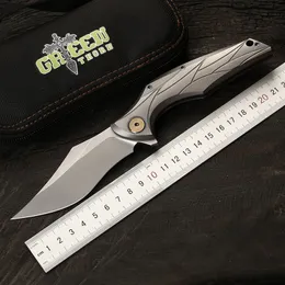 Coltello pieghevole ad apertura rapida design originale spina verde lama M390 manico in lega di titanio TC4 coltello da campeggio all'aperto, coltello tascabile strumento EDC