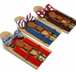 Barn Justerbara Lattice Suspenders 2019 Nya Baby Plaid Braces Kids Stram Clip med Bow Tie 9 Färger Bälten C5916