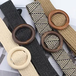 Paski kobiety Belan Braided Belt Fashion Kobieta Jesienna sukienka dżinsy szerokie czarne pp słomka designerka drewniana bukle boho plażowe pasy