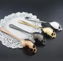 NEW Sugar Skull Tea Spoon Suck Stainless Steel Coffee Spoons Dessert Spoon Ice Cream Tableware Colher Kitchen Accessories DHL free