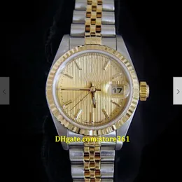 20 Styl Casual Sukienka Mechaniczne Automatyczne 26mm Ladies 18k Yellow Gold Stal Watch Jubilee Band Champagne 79173