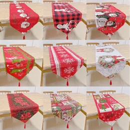 クリスマステーブルクロス糸染め旗サンタテーブルクッションバンケットホームデコレーションカバー刺繍されたクリスマステーブル装飾カバーLSK753
