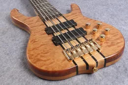 6 String One Piece Body Bass och Rosewood Fingerboard 24 Frets, Gold Hårdvara och Aktiva Pickup Kina Elektrisk Gitarrbas