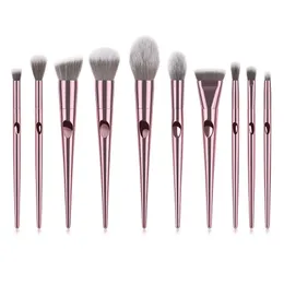 10pcs Makeup Brushes Set Foundation Brush Gold Flat Makeup Brushes Professional Cosmetic Brush Beauty Makeup Tool J1550