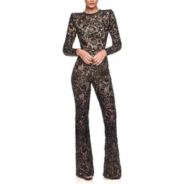 Rompers Women's Jumpsuits & Rompers Liser 2021 Summer Women Sequined Sashes Bandage Jumpuits Sexy Bodycon Evening Party Black White Jumpsu