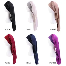 Nytt elastiskt bredband Satin Bonnet Sleep Night Cap Silk Long Tube Beauty Ladies Hair Care Caps Hair Protector Unisex Cap Bonnet