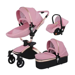 Baby Stroller Fashion Luxury 3 مصمم في نظام سفر واحد قابل للطي Combo 360 درجة دوار سيار مقعد سيار مريح بدلة ناعمة مرنة