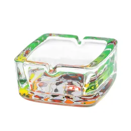 TOPPUFF Square Glass Ash Tray For Cigarette Ash 70*92 mm Glass Ashtray With Pattern At Bottom Cigarette Ash Holder Cigarette Accessories