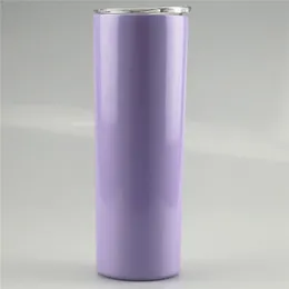 7Colors Glitter Skinny Tumbler 20 uncy Ze Stali Nierdzewnej Doubler Rainbow Tumblery Protable Travel Piwo Kubki Kawowe Kubki z pokrywką i słomy C01