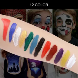 Paleta de Tinta Corporal, Maquiagem Profissional, Pintura Facial Ativada  por água, Bolo Dividido para Adultos para Festa de Halloween (12)