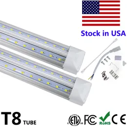 V-formad integrerad T8 LED-rör 2 4 5 6 8 fot Fluorescerande lampa 120W 8FT 4OWS Ljusrör Kyldörrbelysning