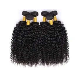 Partihandel 1kg 10budlar Brasilianska Afro Kinky Curly Deep Wave Hair Buntar 100% Non-Remy Human Hair Extension Weave Naturlig Svart Färg