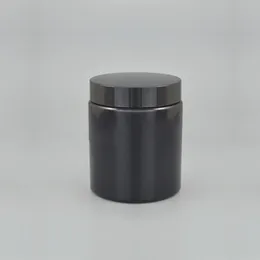 30Pcs / 250г пустой черный пластик Косметика Крем широкий рот контейнер с завинчивающейся крышкой, пластиковая бутылка банку олова